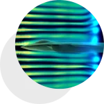 an image of a circular object with blue and green stripes